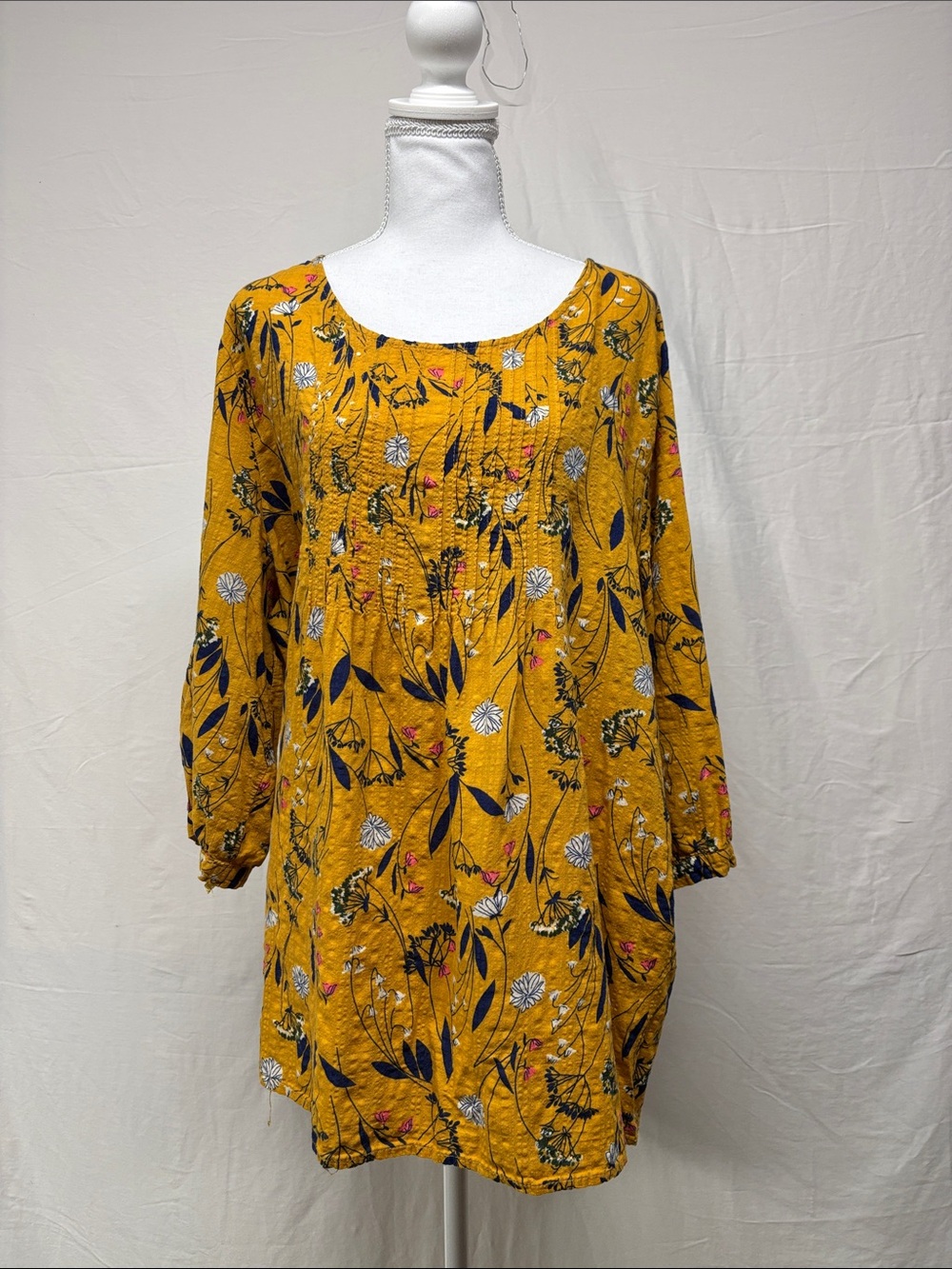 Mustard Floral 3/4 Sleeve Blouse